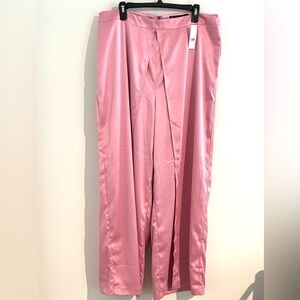New York & Company Size 18 Elegant Pink Satin Wide-Leg Pants w/pockets